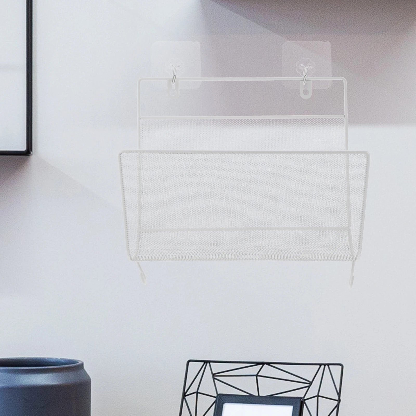 

Wrought Iron Wall Bookshelf White Storage Rack Office Home Magazine ganizer Hanging Shelves Large Capacity