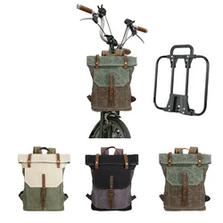 Jklitepro Retro Bicycle Front Bag Waterproof Leisure Outdoor Travel Backpack For Brompton/Dahon Bicycles With Bracket