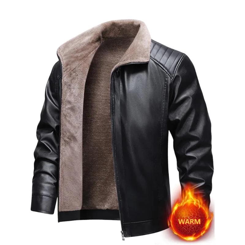 Men's Thickened Leather Jacket Five Sleeve Long Other Material Composition Resistant to Deformation Spring Season Fashionable...