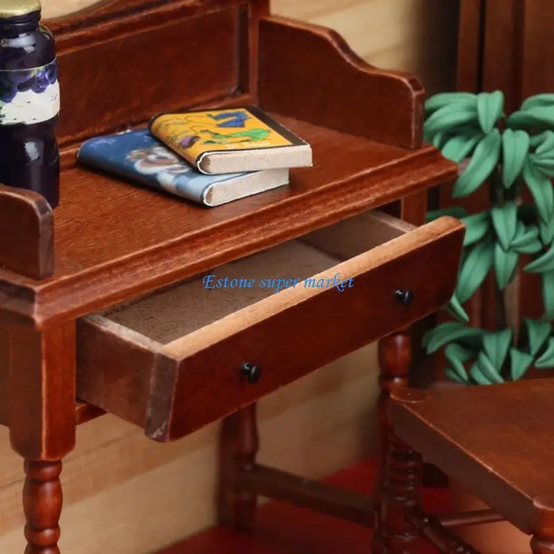 

090B Miniature Desk Model Figure Wooden Furniture for Doll House Scene Setting Props