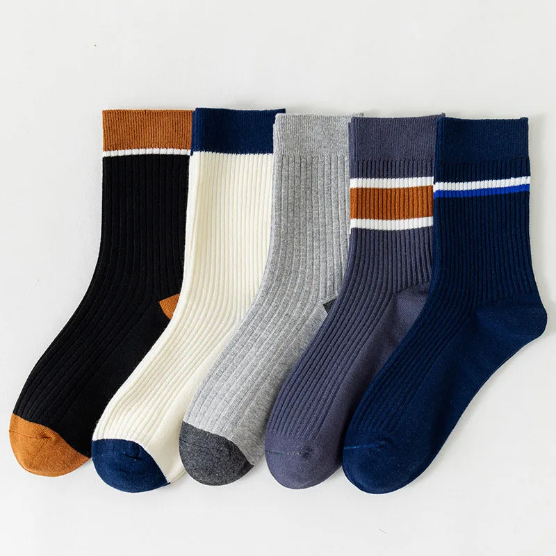 5 Pairs Of Men\'s Sports Mid Tube Socks For Autumn And Winter Deodorization Casual Comfort  Warm Cotton And Casual Socks EU 38-44