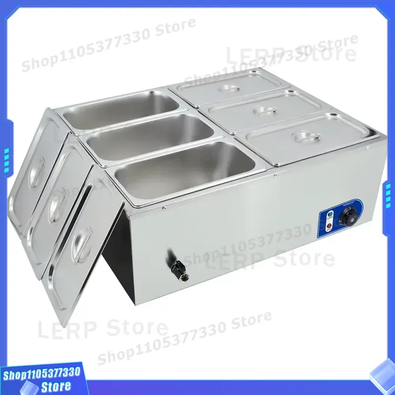 Electric Food Warmer 6 Plates Stainless Steel Double Pot Buffet Container Hotel Restaurant Equipment Commercial Kitchen