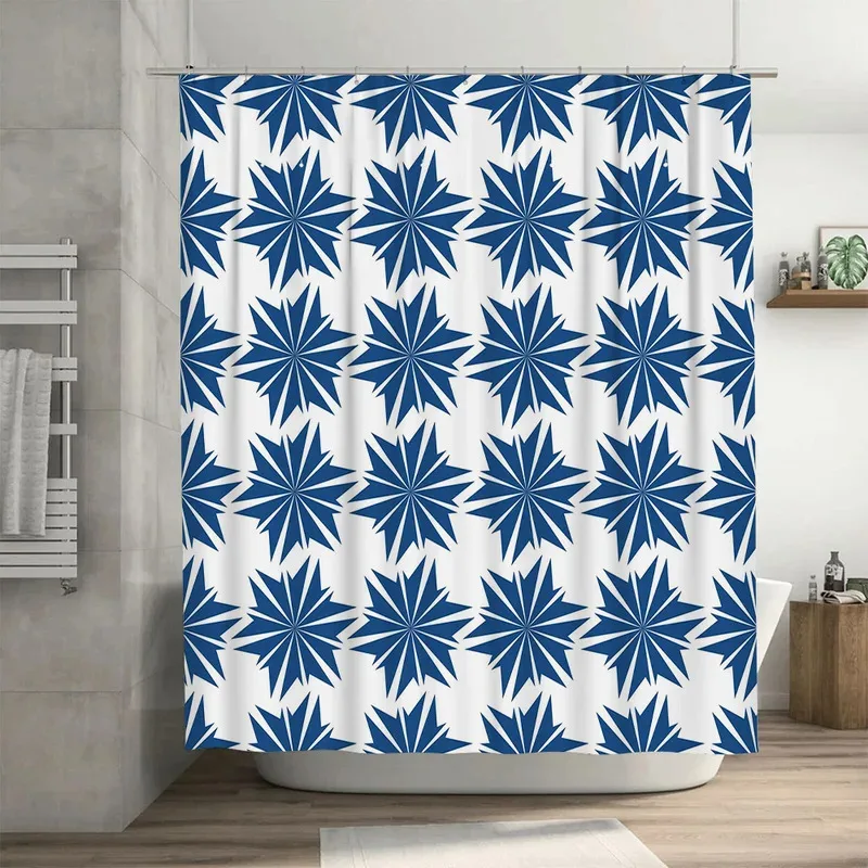 

JHB23Decorative Blue Snowflake Shower Curtain Set for Bathroom Decor High-Quality Fabric with Rod Hooks Various Colors Avail9Kj(
