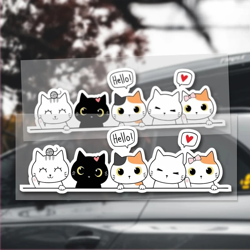 Cute Cartoon Cat Car Sticker, Waterproof Vinyl Decals Auto Accessories Car Decoration