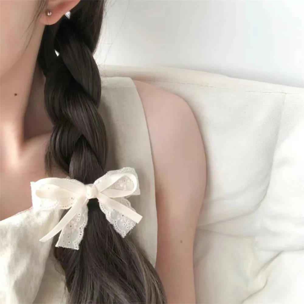 New Fashion Lace Bow Hair Clip White Bow Hair Accessories for Girl Children Sweet Lace Bow Kid Hairpins Headwear Clip Barrettes