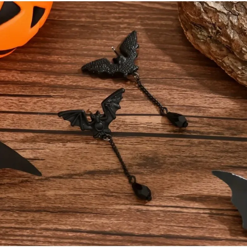 أقراط قلادة على شكل خفاش داكن على الطراز القوطي الأوروبي والأمريكي، شخصية مبالغ فيها، إكسسوارات الهالوين المتخصصة