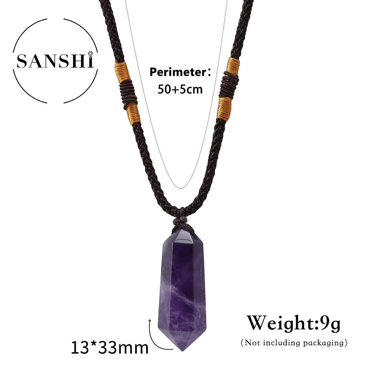 الحد الأدنى الحجر الطبيعي سداسية عمود قلادة قلادة الإكسسوارات العصرية متعدد الألوان روز جمشت قلادة مجوهرات