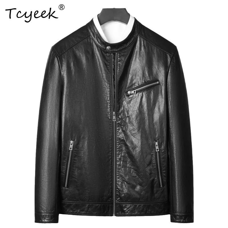 

Tcyeek верхний слой из воловьей кожи, мужская куртка из натуральной кожи, 2022, деловые повседневные мужские пальто, весенне-осенняя одежда, шикарная Jaqueta De Couro