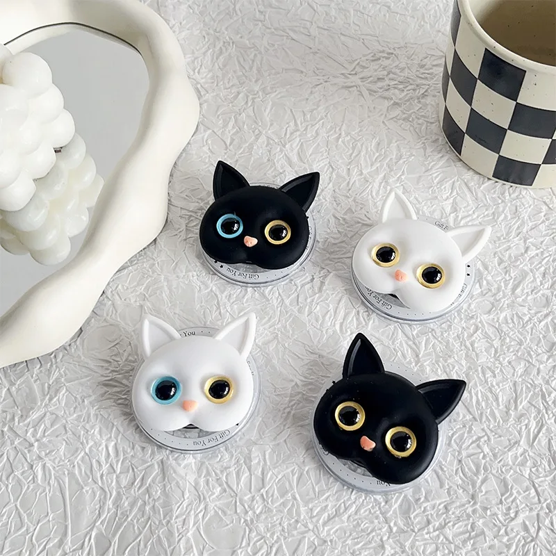 

Милый дизайн с кошачьей головой, магнитная ручка для телефона, розетка, карманная поддержка для Magsafe IPhone 16, Mac, безопасная подставка для безымянного кольца на палец