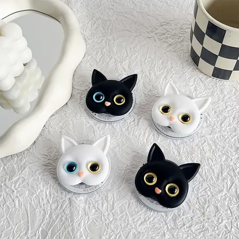 Cute Cat Head Design Magnetic Phone Grip Holder Socket Pocket Support for Magsafe IPhone 16 Mac Safe Ring Finger Expanding Stand