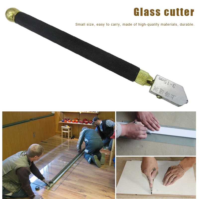 Professional Glass Cutter Diamond Tip Anti-slip Metal Handle 3-15mm Cutting Tool