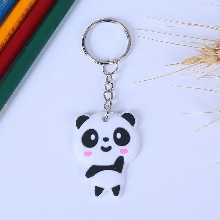 Delysia King Cute Cartoon Panda Keychain Couple Originality Gifts Fashion Handicraft Two-sided Rubber Bag Pendant