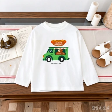 Autumn New Children's Long Sleeve T-shirt Tops Print Cartoon Fashion Kids Bottoming Shirt Loose Casual Versatile Crewneck Blouse