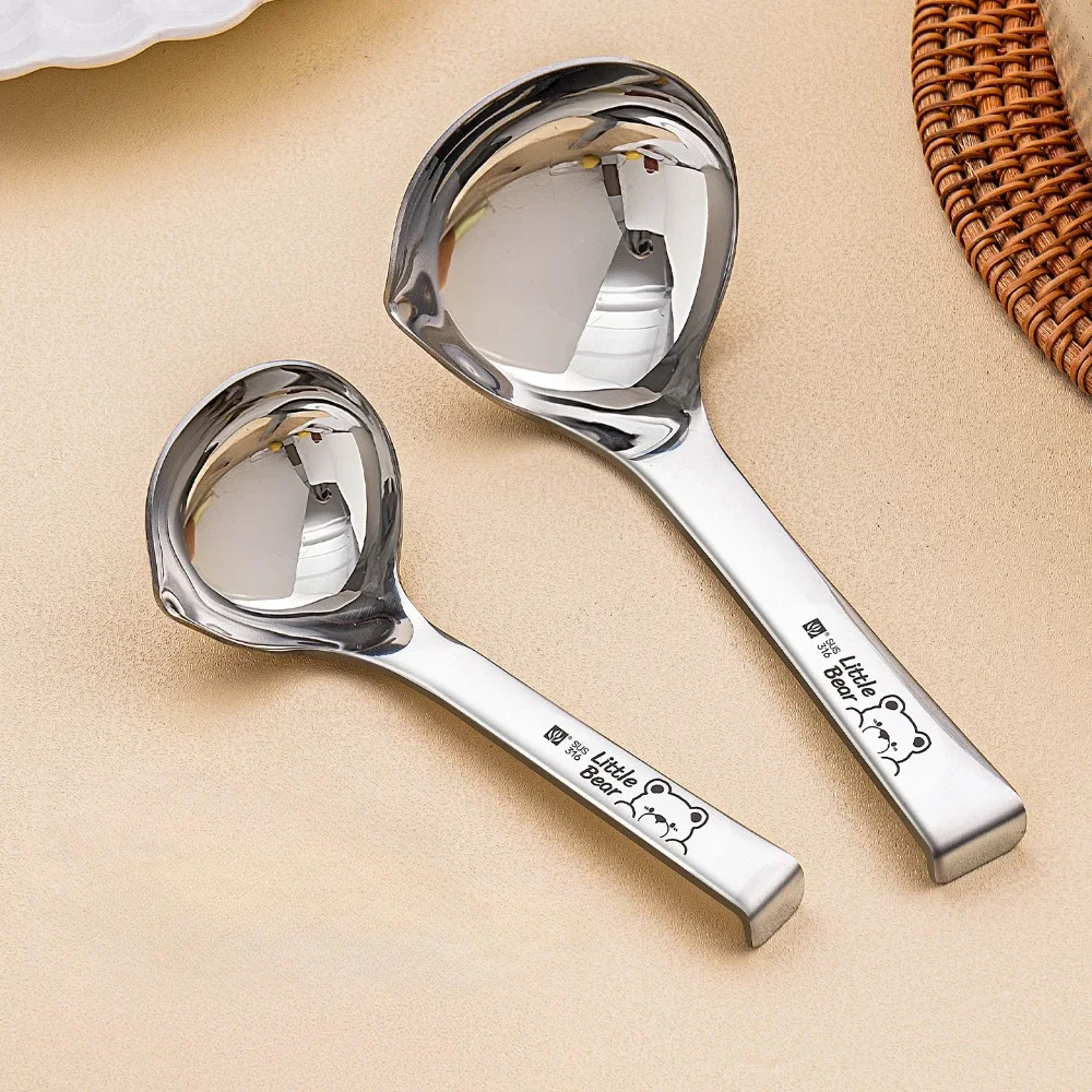 316 Stainless Steel Soup Spoon Food Grade Household Tableware High-grade Large Soup Ladle Simple Short Handle Gruel Congee Spoon