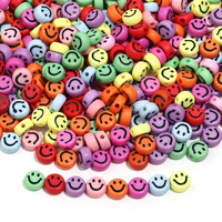 100pcs 7mm Acrylic Smile Face Beads Multicolor Round Shape  Loose Spacer Bead for Jewelry Making DIY Charms Bracelet Necklace