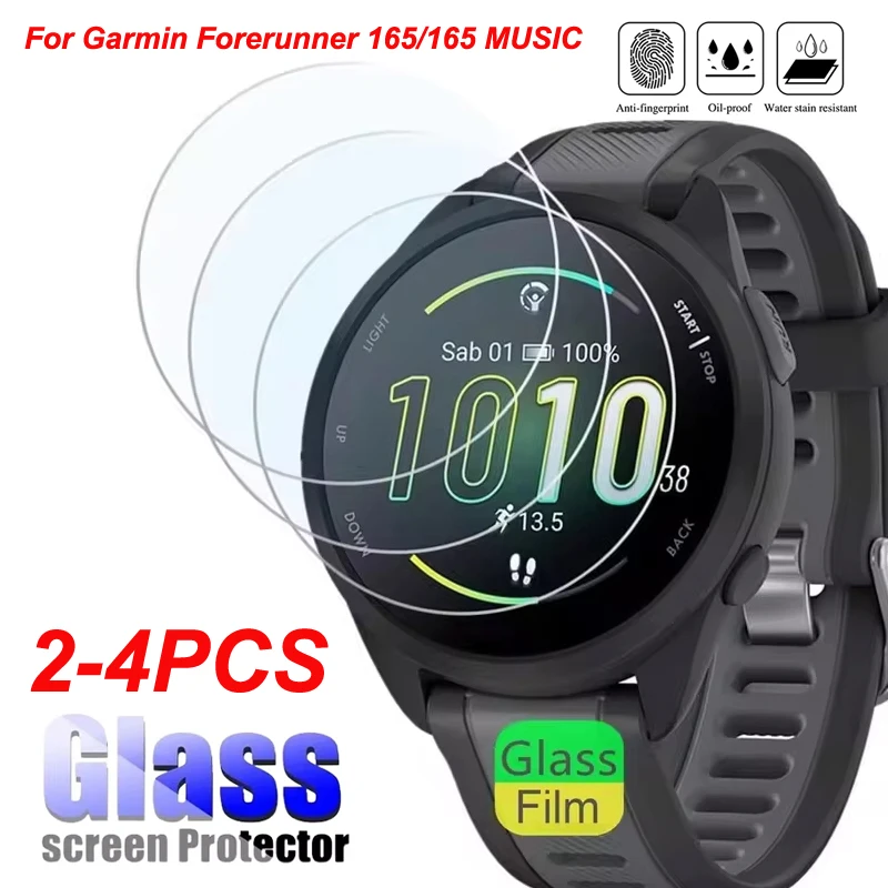 2-4PCS Gehärtetem Glas Für Garmin Forerunner 165 Smartwatch HD Klar Screen Protector Film Für Garmin Forerunner 165/165 MUSIK