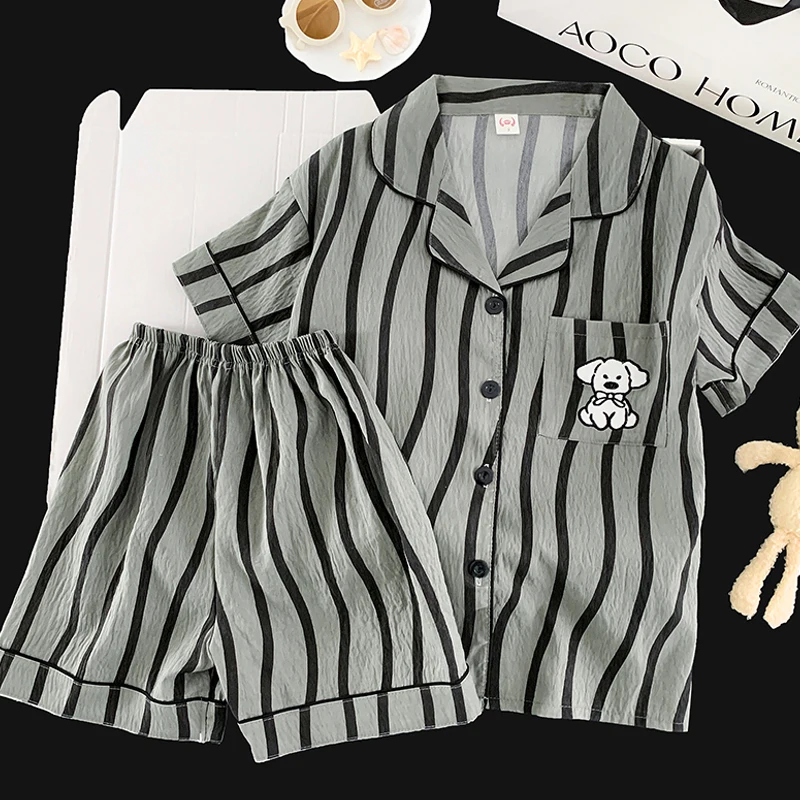 Sommerliches Wolken-Baumwoll-Cardigan-Set mit Kragen für süße Mädchen als Hauskleidung