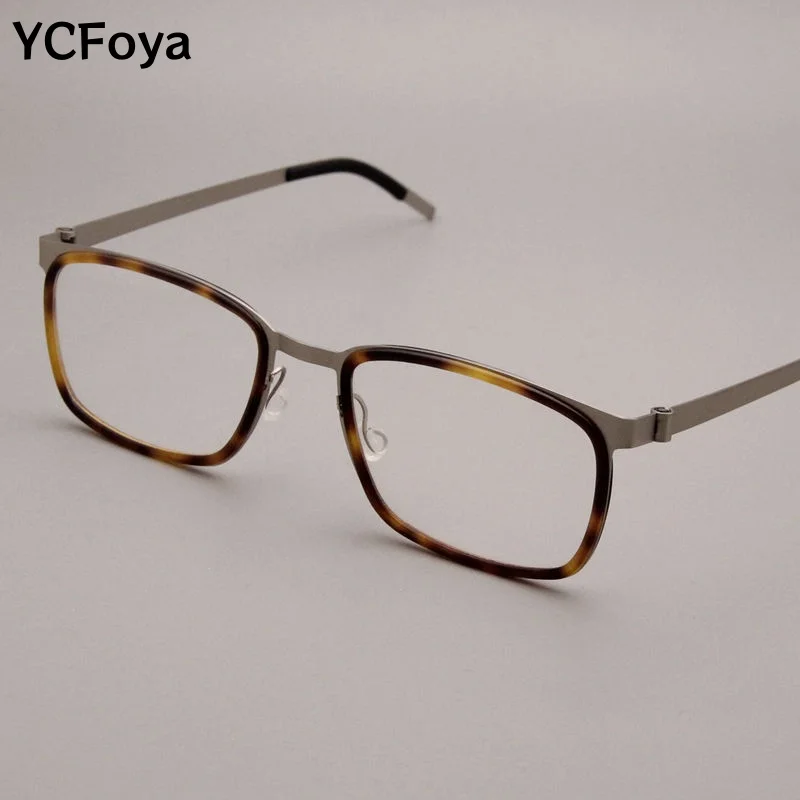 

YCFoya Ultra-Thin Acetate Frame Glasses for Men And Women Business Style Metal Simple Korean Myopia Eyeglasses Frame V09