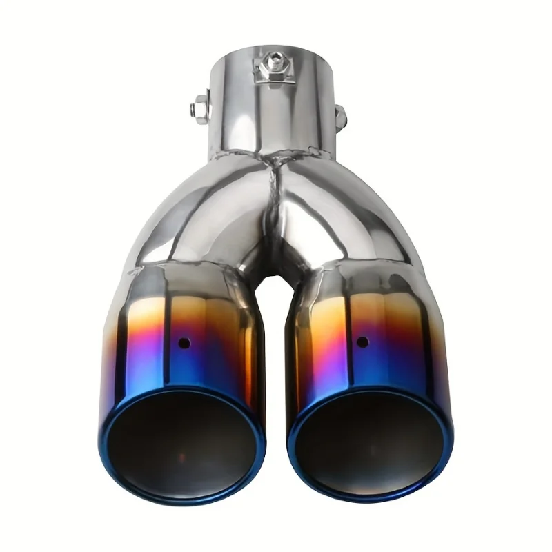 2.5 بوصة مدخل مزدوج العادم تلميح الفولاذ المقاوم للصدأ مصقول كاتم الصوت الذيل العالمي الترباس على المزدوج منفذ العادم أنبوب مستقيم
