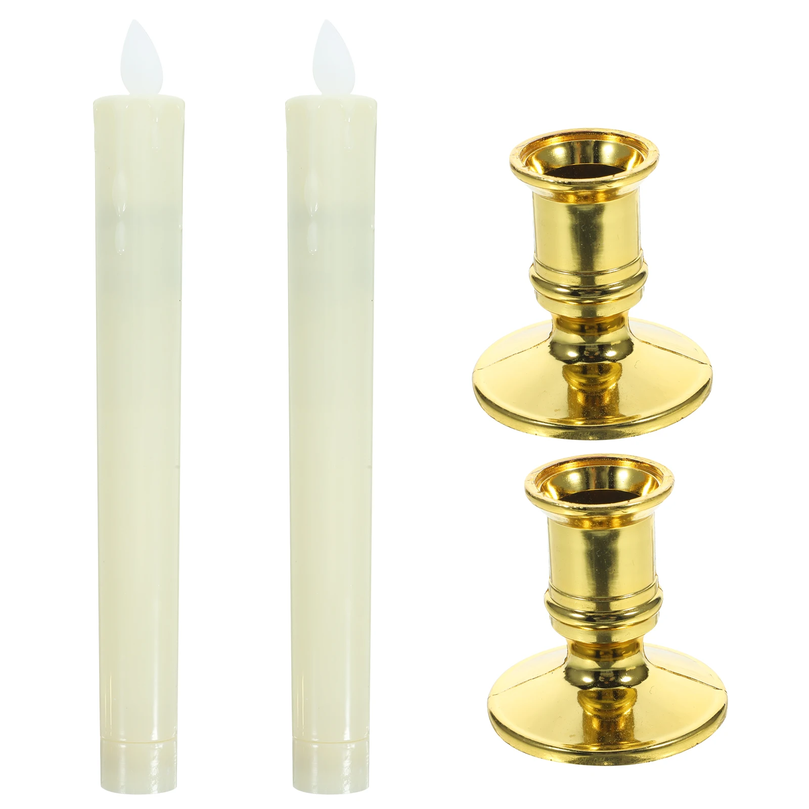 2 stuks decoratieve LED-verlichting herbruikbare bediende taperkaarsen vlamloze ongeparfumeerde lampen voor tafel middelpunt