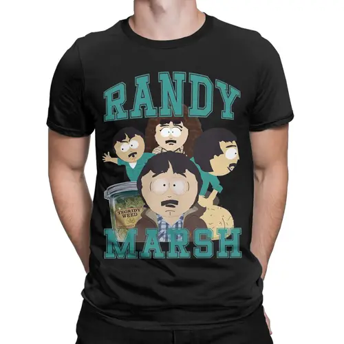 Imagen 2 del producto Camisetas Retro Randy Marsh Souths Parks para hombre, 100% algodón, manga corta, cuello redondo, ropa de verano