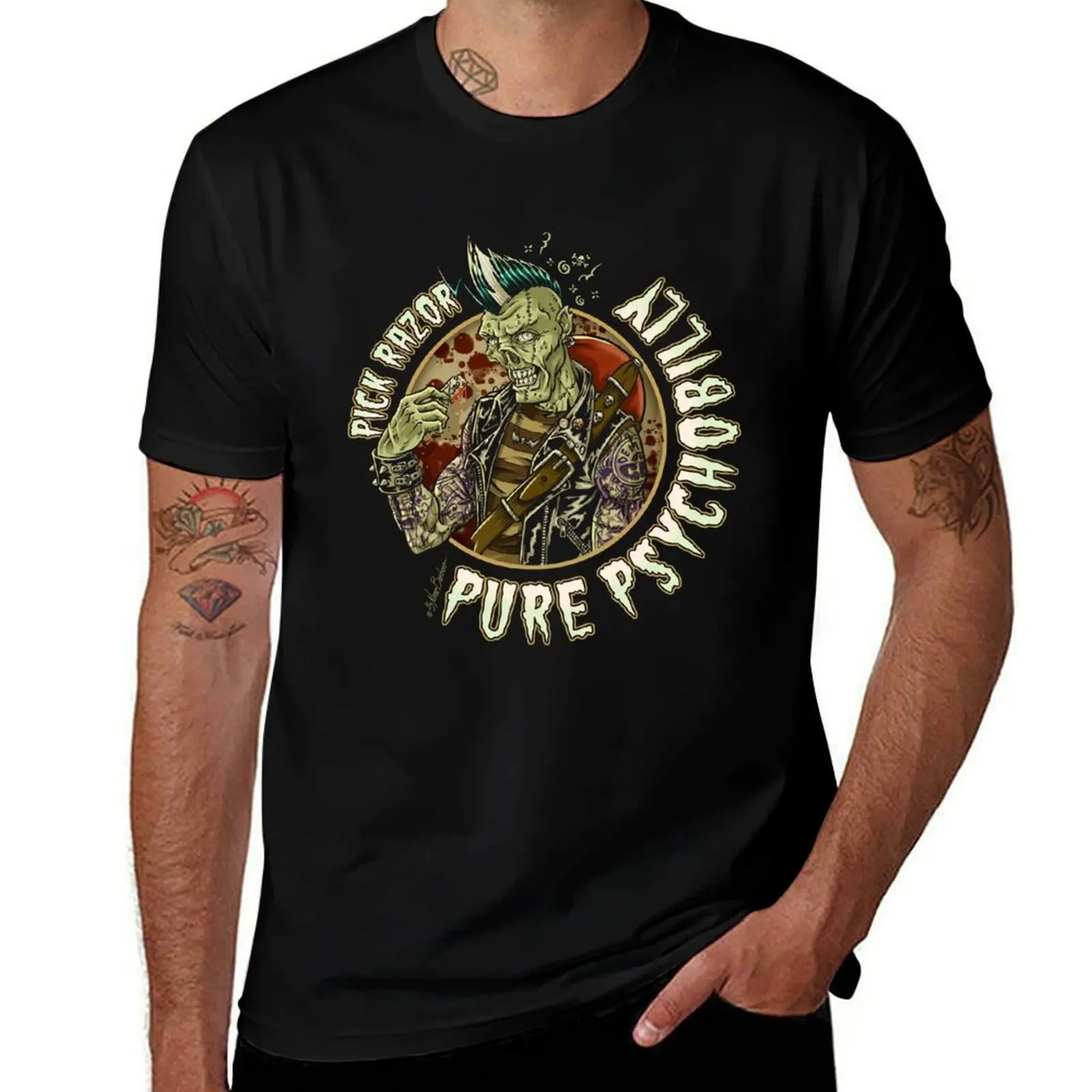 Pure Psychobilly T-Shirt Simple Casual Short Sleeve Cotton T-Shirt