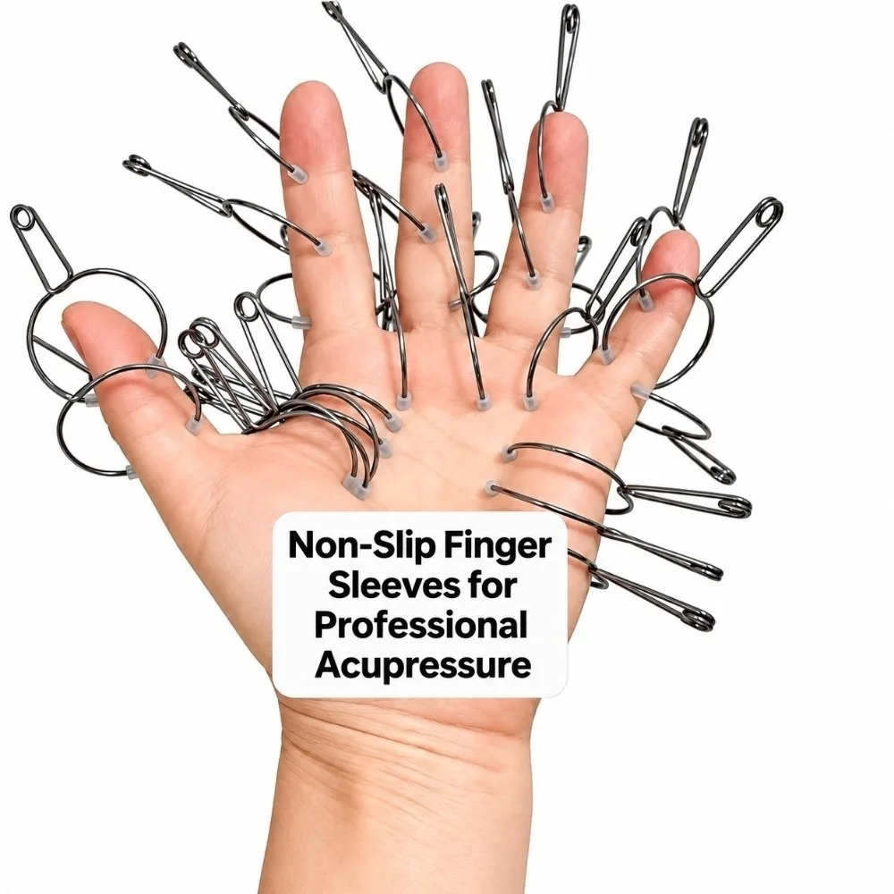 10Pcs Metal Ear Acupressure Clips Silicone Tip Silver Tone Ear Reflexology Massage Clips Reusable Loop On Design