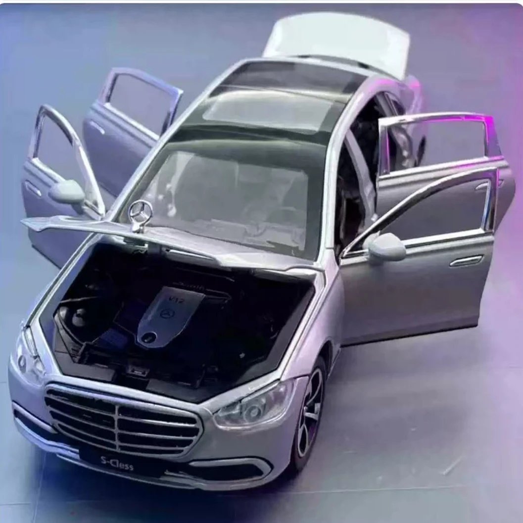 1:24 مرسيدس بنز S400L عالية محاكاة دييكاست سبيكة معدنية نموذج سيارة ضوء الصوت التراجع جمع الاطفال لعبة الهدايا #5