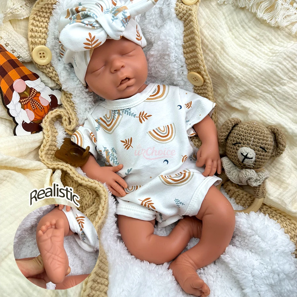 

45cm Full Silicone Reborn Sleeping Baby Doll Girl Lifelike Skin 1:1 Weight Handmade Real Touch Makeup Available Cosplay Doll