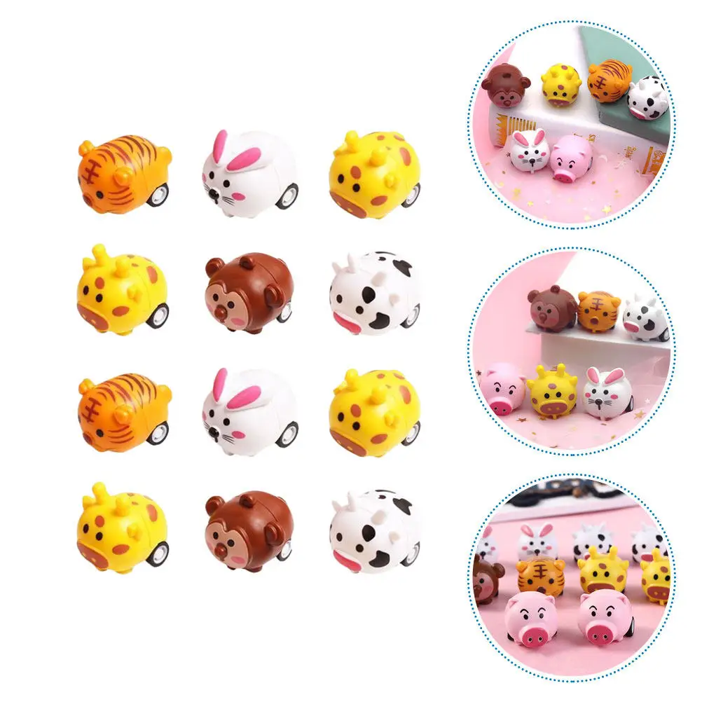 

12Pcs Pull-Back Vehicle Cute Kids Car Educational Playthings Miniature Car Set for Hand-Eye Coordination Pull-Back Vehicle Model