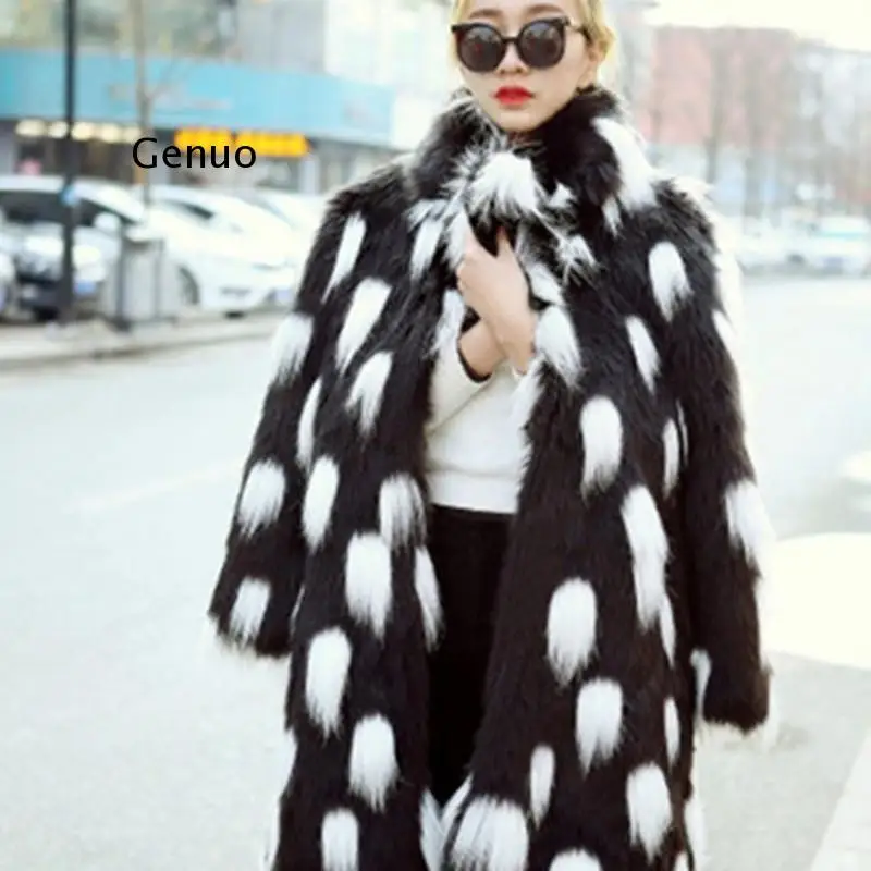 

Autumn And Winter Fashion Ladies Faux Fur Coat Imitation Fox Fur Long Oversized Warm Windbreaker 6XL 7XL 8XL 9XL Overcoat XF824