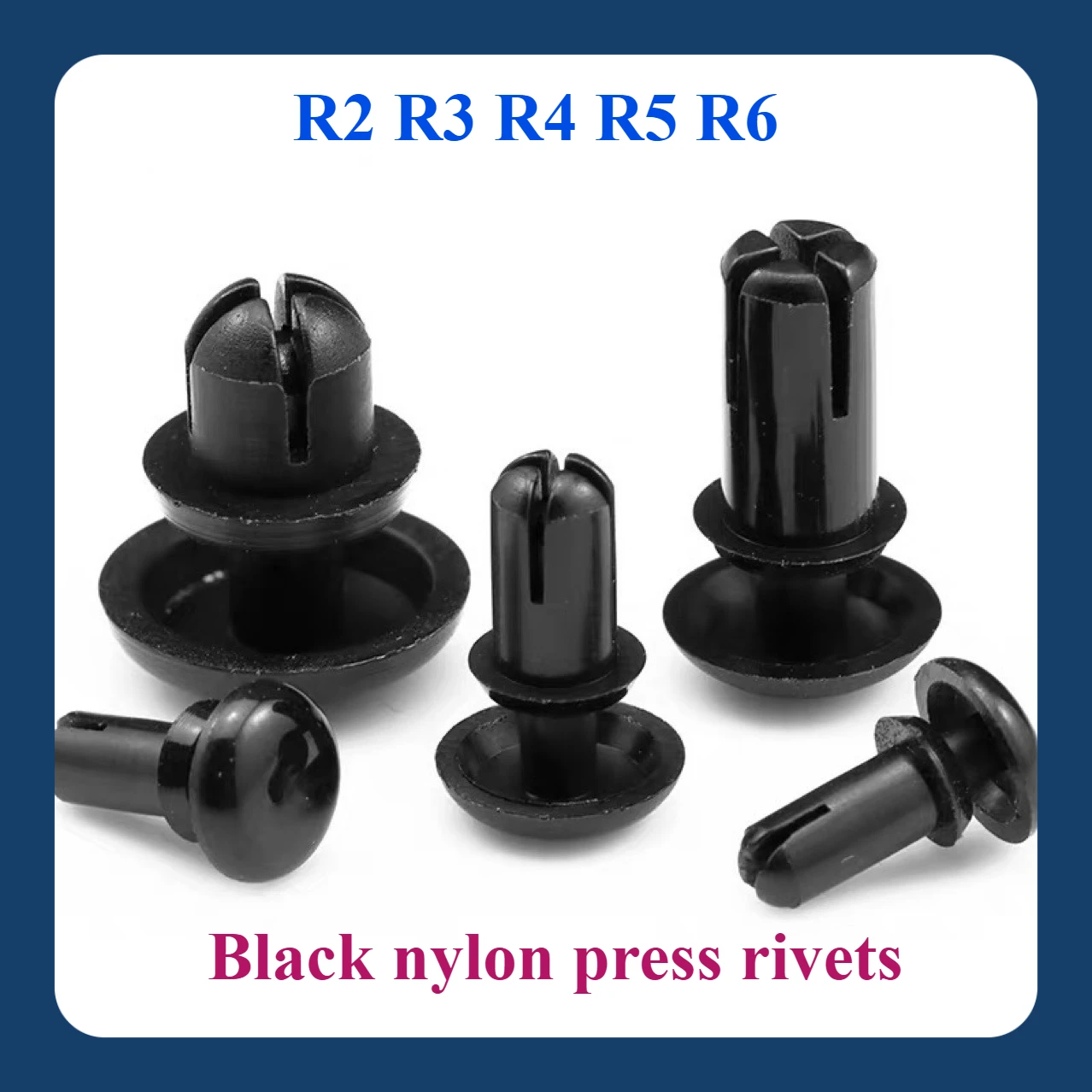 

R2R3R4R5R6 black nylon rivet press-type fixed plastic snap R-shaped/type PC board plastic mother-child rivet