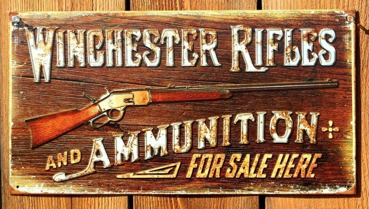 Winchester Rifles & Ammunition Ad Ammo Gun Vintage Look Retro Style Metal Tin Sign - 8 X 12 Inches Metal Tin Sign