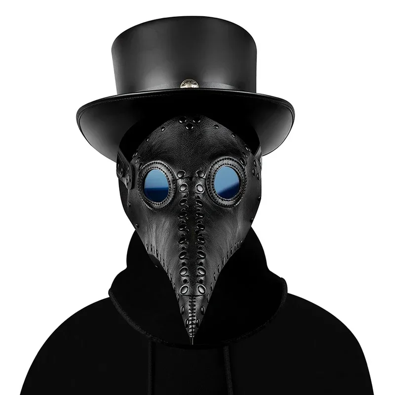 Chapeau de Cosplay Steampunk en Cuir pour Homme, Déguisement Effrayant, Masque Facial Noir pour Carnaval, Halloween, MN8