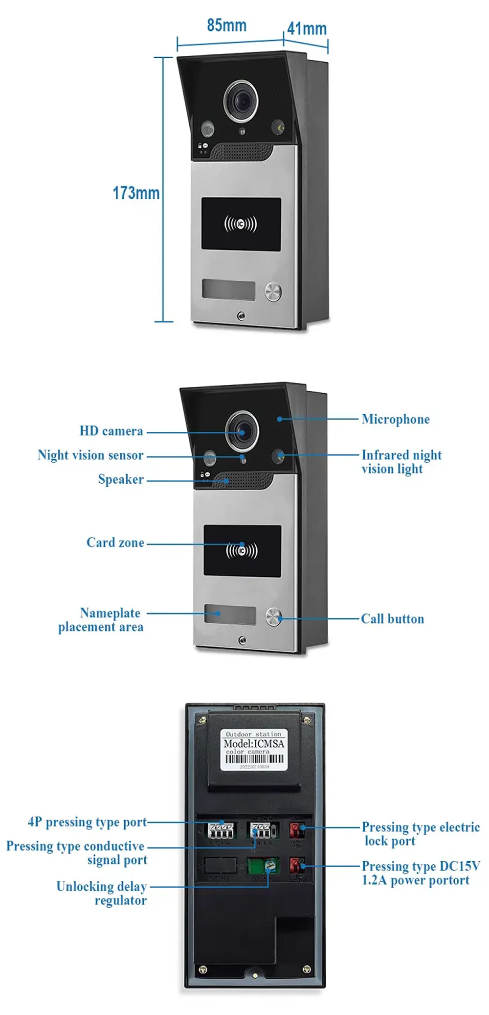 Imagem -05 - Tuya Wifi Video Door Phone Intercom System Rfid Card Unlocking Função de Controle de Acesso Wide Angle hd Câmera