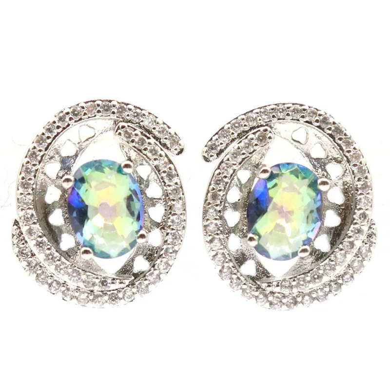 17x14mm Zultanite Color Changing Alexandrite Topaz Fire Rainbow Mystic Topaz Women Silver Earrings