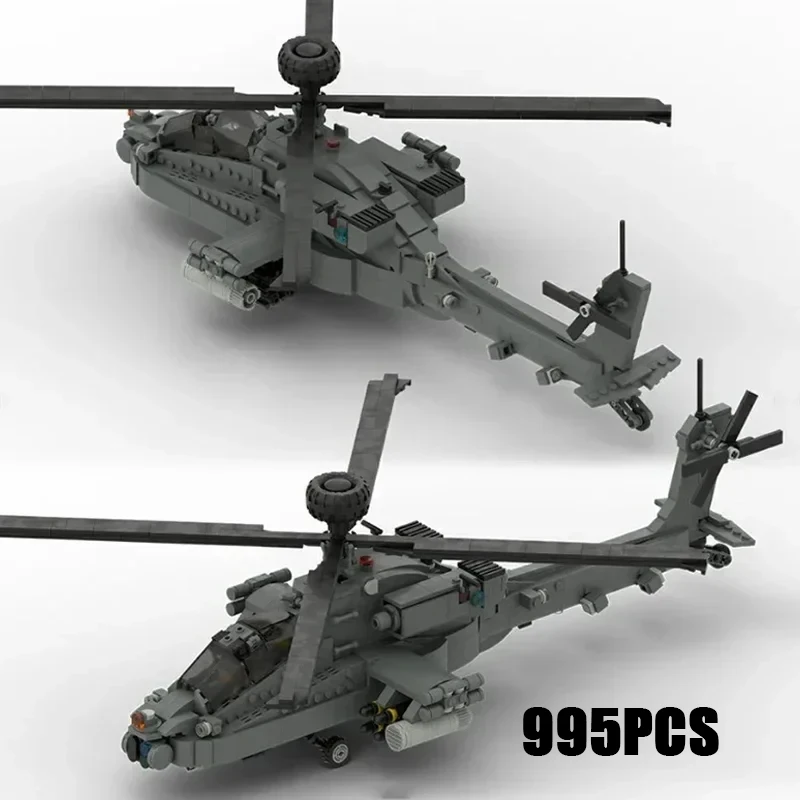 

Moc Building Bricks Military Model Boeing AH-64 Apache Fighter Technology Modular Blocks Gifts Toys For Child DIY Sets Assembly
