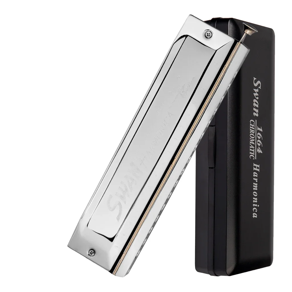Mugig Swan Chromatic Harmonica 10/14/16 Holes 40/56/64 Tone Stainless Steel Cover With Precision Engineered Sliding For Beginner