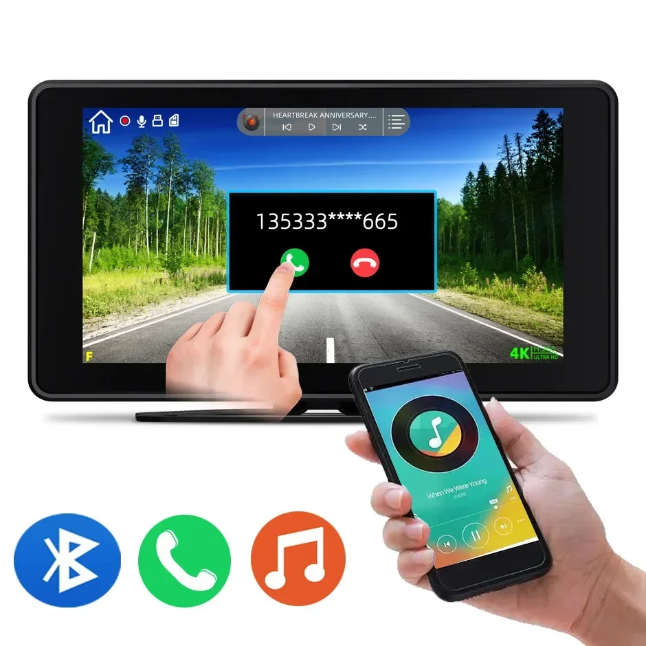 7 Inch 2 CH Blind Spot BSD Alarm Truck Bus RV Onboard DVR Video Recorder Monitor with AHD1080P Parking Backup Rear Cameras