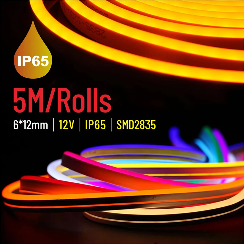 DC12V Flexible Silicone Neon LED Strip 120LEDs/M SMD2835 Low Voltage 6*12 shape Waterproof 5M For Home Party NeonSign Decoration