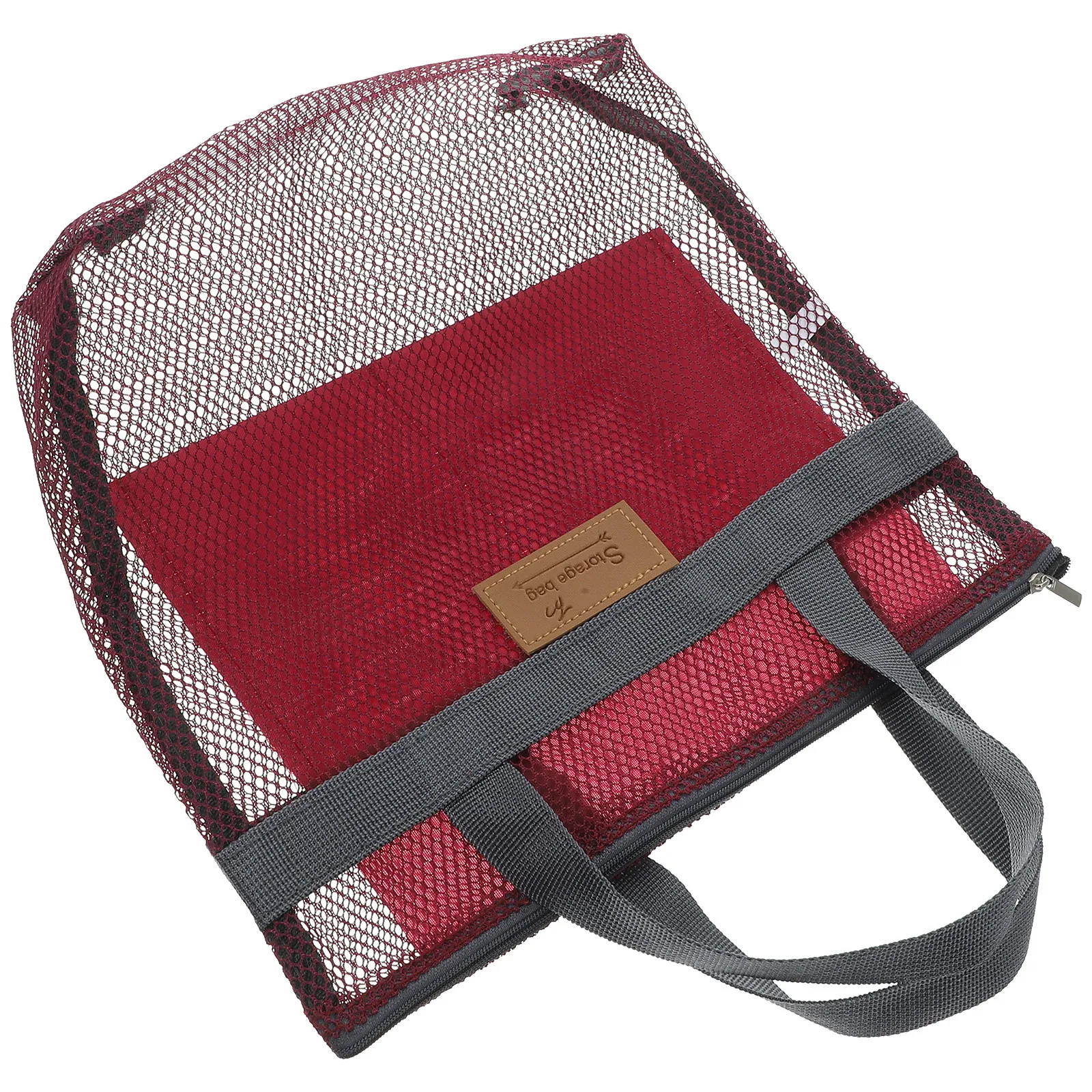 

2Pcs Portable Mesh Beach Bag Large Zipper Storage Swim Tote Handle for Travel Outdoor Women Beach Bag for Girl