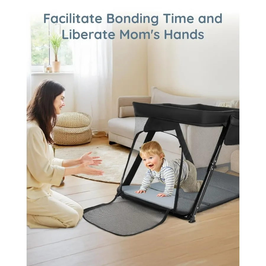 Culla da viaggio 2in1 Culla portatile con zaino per genitori OntheGo Box da viaggio leggero per bambini con design pieghevole e spesso