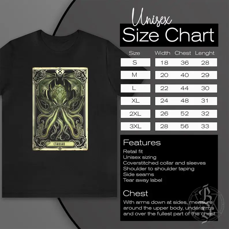 Cthulhu Tarot Card T-shirt/HP Lovecraft T-Shirt/Cthulhu Tee/Call of Cthulhu/Great Old One Shirt/Horror Tee/Old Horror T-shirt