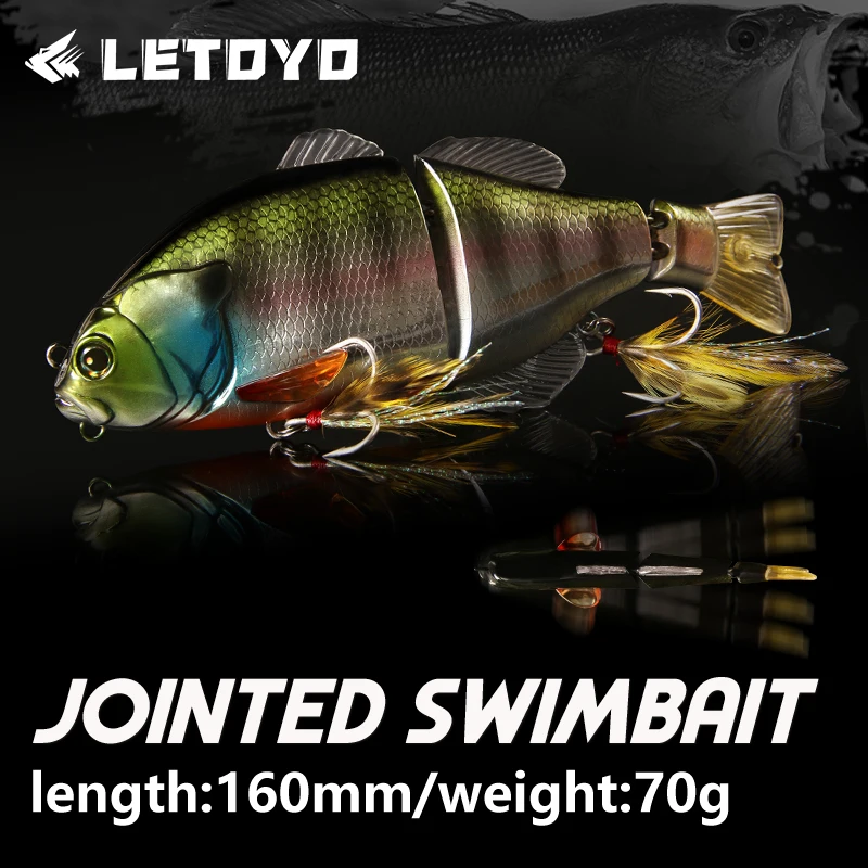 

LETOYO 1pc 16cm 70g Strong Hooks Floating Multi Jointed Swimbait Minnow 160mm Bass Bait Vibration Fishing Lure Fresh Water