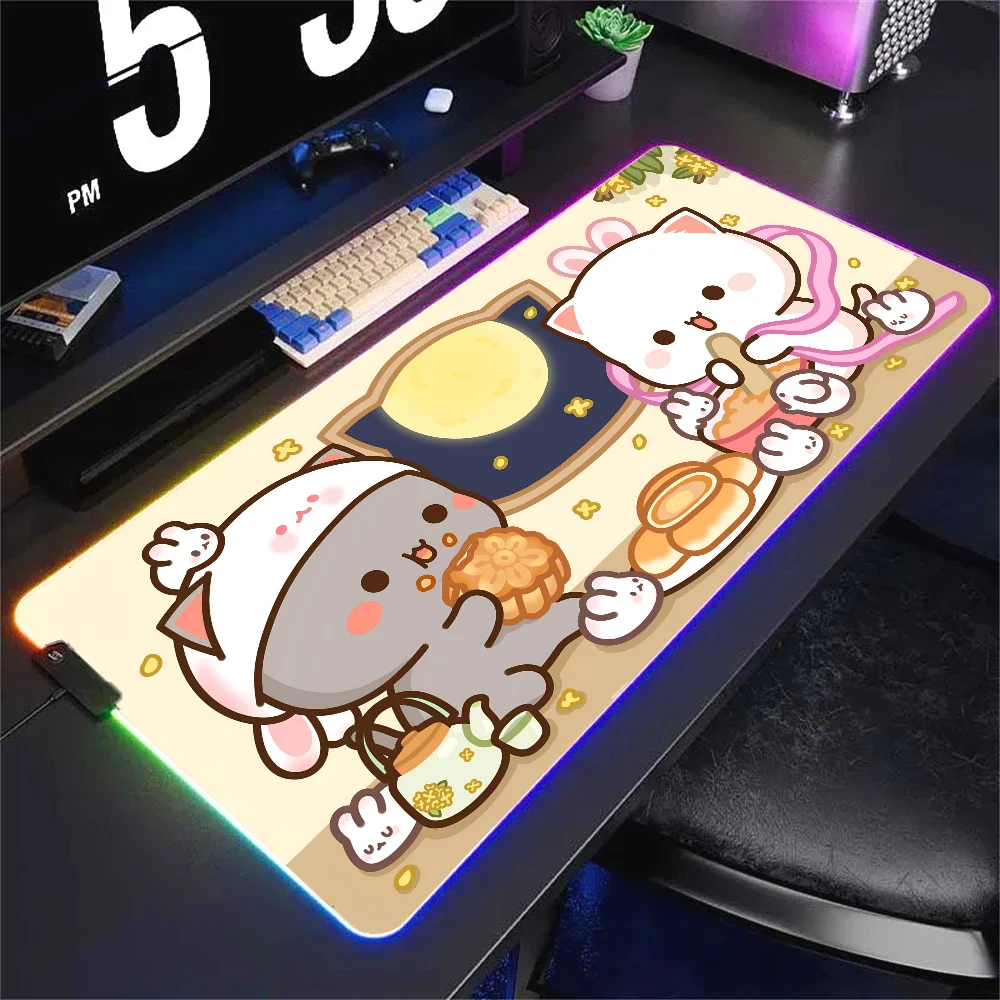 kawaii cute cat  Mousepad XXL RGB Gaming Mouse Pads HD Black Gamer Accessories Large LED