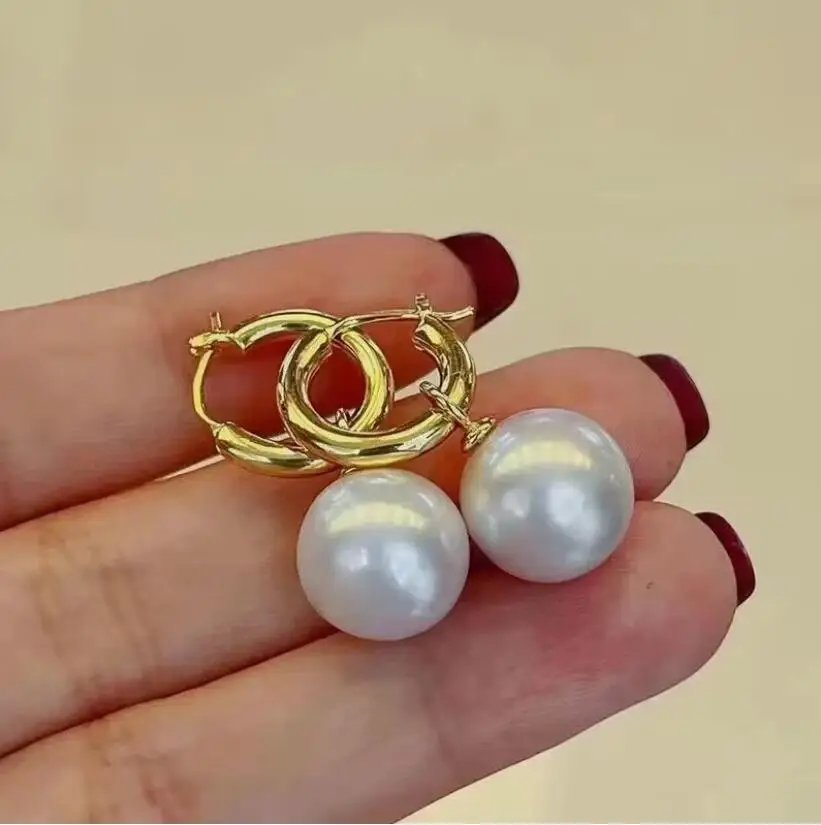 classic pair of 11-10mm south sea round white pearl dangle earring 925s