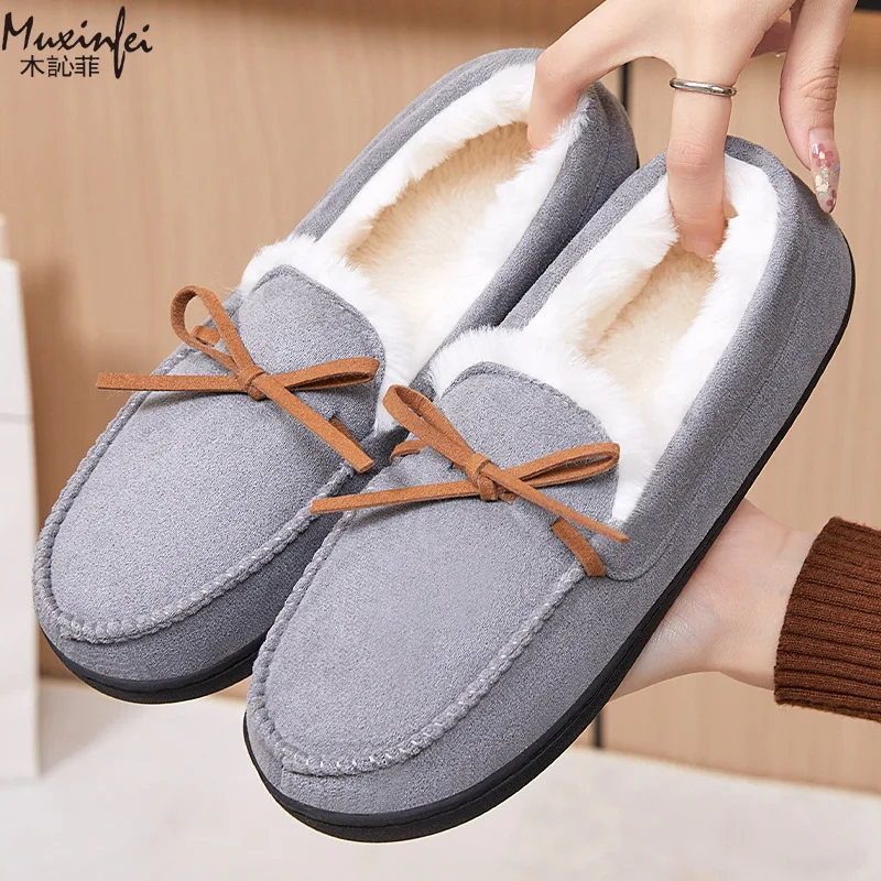 حذاء نسائي شتوي جديد مع حذاء قطني سميك مخملي مضاف، حذاء قصير منزلي مريح ودافئ ومتعدد الاستخدامات #6