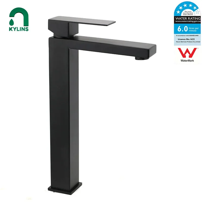 KYLINS Matte Black Tall Basin Faucet Bathroom Sink Mixer Tap Water Tap for Vanity Bath Sinks