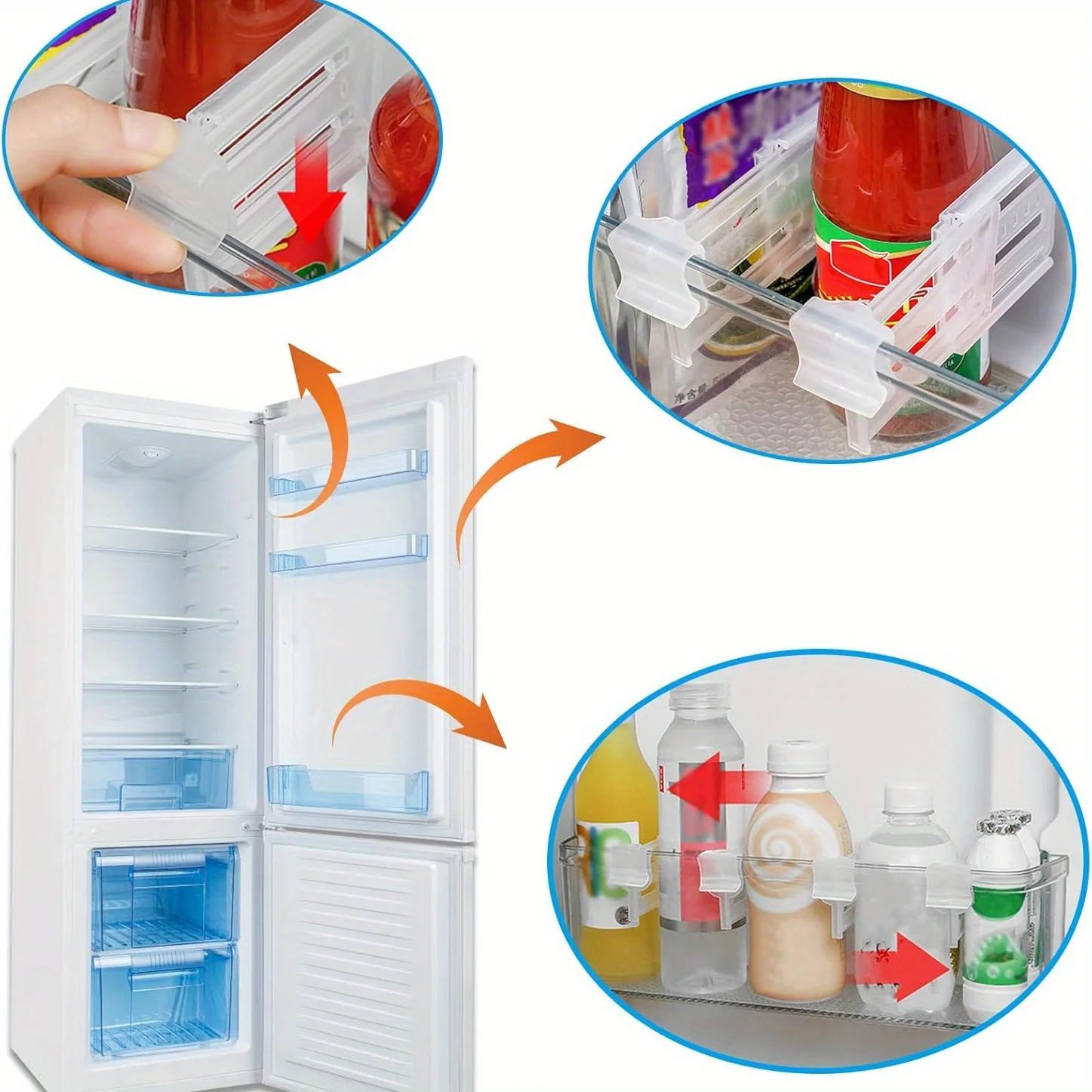 10 Stück erweiterbare Kühlschrank-Organizer – verstellbare Regalteiler für Küche/Badezimmer, platzsparendes, zusammenklappbares Design