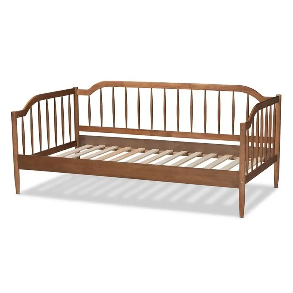 Parson Classic Mid-Century Modern Walnut Brown Finished Wood Twin Size Daybed, Customized